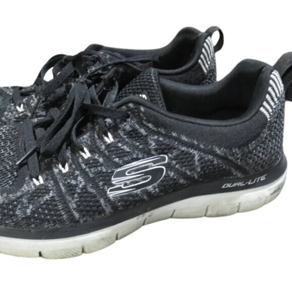 Skechers Synergy Switch Black Knit Running Shoes air cooled memory Foam